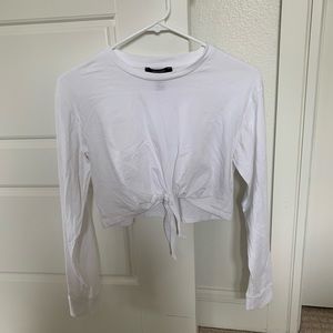 Long-sleeve white crop tee (Size Small)